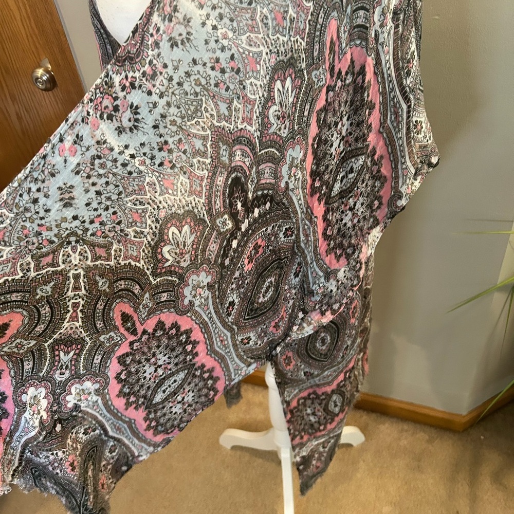 American Eagle Boho Paisley kimono sheer lightweight cardigan Open-Front Shrug - Picture 3 of 10